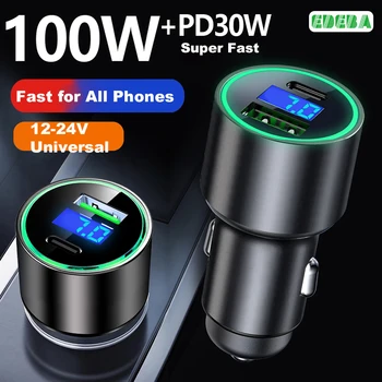 PD 30W, USB C Auto Nabíjačku s Napätím Sledovať Super Rýchle Nabíjanie Adaptér pre iPhone, iPad, Samsung OPPO VIVO 100W Max pre Huawei