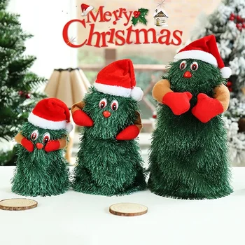 Elektrické Hudobné Vianočný Stromček, Plyšové Hračky, Bábiky Hudobné Santa Claus Zábavné, Roztomilé Zelená Elektronické Vianočný Strom Vtipné Vianočné Dekorácie