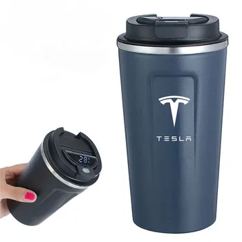 510ml auto šálku kávy pre Tesla Model 3 Model Y 2022 Model S Modelom X nehrdzavejúca oceľ inteligentné zobrazenie teploty
