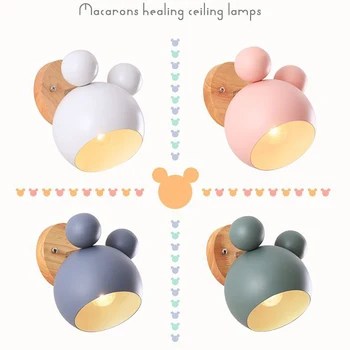 Nordic cartoon Mickey spálňa Macaron nástenné svietidlo Osobné tvorivé zázemie nástenné svietidlo Deti je čítanie posteli nástenné svietidlo