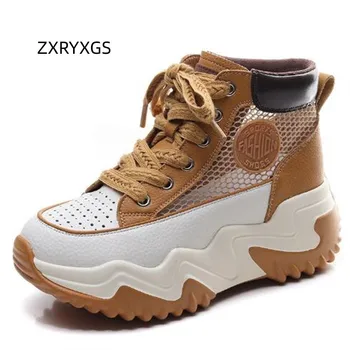 ZXRYXGS 2023 Lete Čipky Kúzlo Farieb Spojov Cowhide Oka Letné Topánky, Obuv Sandále na Platforme Zvýšiť Sandále Žena Topánky