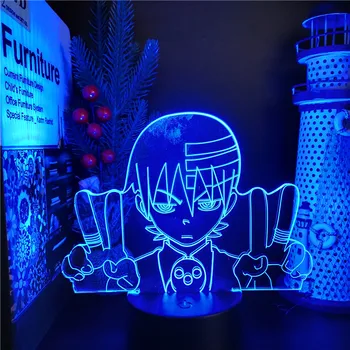 Soul Eater Smrti Dieťa 3D Ilúziu Lampa Anime Led Nočné Svetlo Pre Deti Spálňa Decor Nočného Manga Lampara Darček Soul Eater