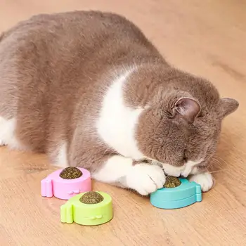 Žiadny Pigment Catnip Loptu Skus Hračka 360 Stupňové Otáčanie, Hrá Vymeniteľné Mačiatko Catnip Loptu Mačka Žuť Hračky Starostlivosť O Ústnu Dutinu
