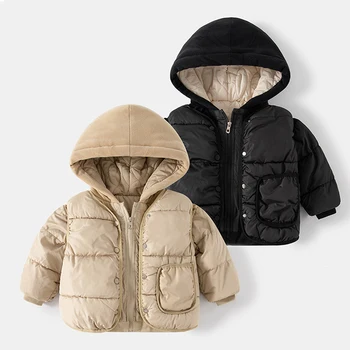 Zimné Detí s Kapucňou na Zips Nadol Bunda a Vesta detské Oblečenie Kabát Outdoor Bunda pre Chlapcov, Dievčatá+vesta