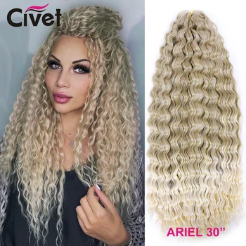 Ariel Curl Vody Vlna Háčkovanie Vlasy 30 Palec Hlboké Vlny Vášeň Twist Vlasy Syntetické Sieťky Na Vlasy Vlnité Ombre Blond Vlasy Rozšírenia