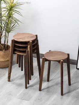 Jednoduché orech jedálenské stoličky obývacia izba okolo stolička skladacia stolička make-up stolice domácnosti masívneho dreva námestie stolice nízku stoličku