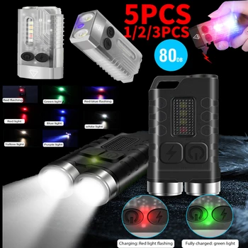 1-5 KS V10 v oblasti výchovy k DEMOKRATICKÉMU občianstvu Baterka Keychain Svetla Typ-C Nabíjateľná Mini Pochodeň Pracovné Svetlo S Magnetom UV Pípnutie Prenosné Kempingové Svietidlo