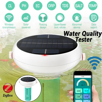 7 V 1 Kvalite Vody na Meter WiFi, Zigbee PH ES TDS ORP Teplota Chlóru Phone Control Bazén Plávajúce Kvality Vody Tester