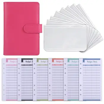 A6 Binder Rozpočtu Pu Kožené Plánovač Vrecká Peňažné Obálky Organizátor Systém Jasné Zips Náklady Listy Notebook Príslu