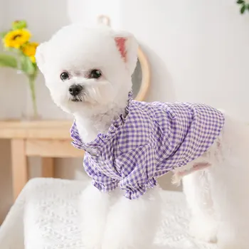 Kórejský Fialová Dve Kus Tričko Kitty Jeseň Roztomilý Princezná Psa Šálku Čaju Psa Jeseň V Zime Teplé Oblečenie