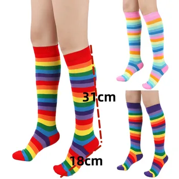 Lady Ponožky Rainbow Prekladané Pančuchy Uprostred Trubice Relax Strán, Farebné 70% Bavlna Pár Ponožky Valentines Darček Leg Warmers