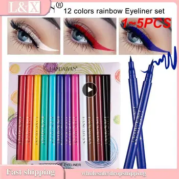 1~5 KS Nepremokavá Rainbow Matný Farebné Liquid Eye Liner Ceruzka Biela Ružová Farba Očné linky Pero make-up Make-Up Dlhotrvajúci