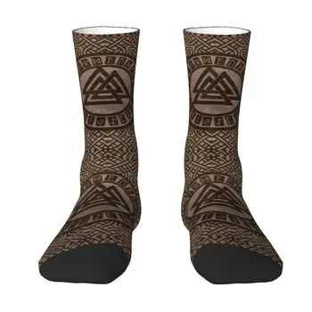 Valknut Symbol A Runy Na Drevo Šaty Ponožky pre Mužov, Ženy Teplé Zábavné Novinka Severanov Viking Odin Posádky Ponožky