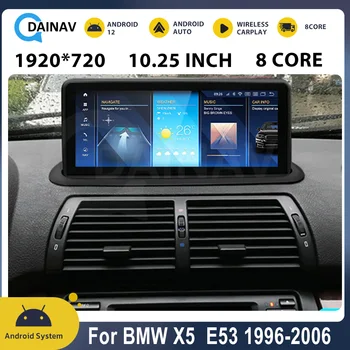 Autorádio Android 12 10.25 palca Na BMW X5 E53 1998-2006 Auto Multimediálnu GPS Navigáciu Rádio Prehrávač, Hlasové Ovládanie Stereo Video