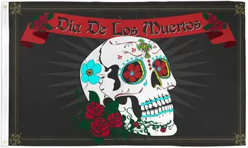 Deň Mŕtvych Vlajka Cukru Lebky Vlajka Dia De Los Muertos Halloween