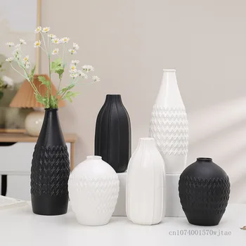 1pc Nordic Light luxusné Keramické Tvorivé Čierna/Biela Váza Domov Obývacia Izba Reštaurácia Tabuľka umeleckou Výzdobou Kvet Usporiadanie