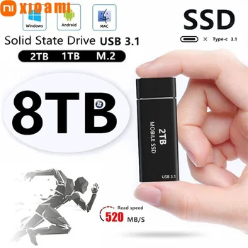 USB 3.1 8TB SSD Externé Moblie Pevný Disk pre Prenosné Vysokej Rýchlosti Pevného Disku na Ploche Mobile Prenosný Počítač Skladovanie Memory Stick
