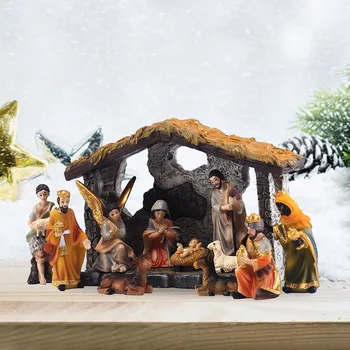 Betlehemom Nastaviť Dieťa Ježiš Vianočné Figúrky Ručne Maľované Tabuľka Ornament Pre Xmas Party Christian Nový Rok Vianočný Strom Decor