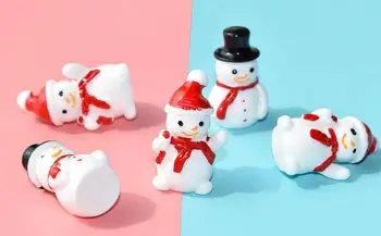 10Pcs Mini Snehuliak Figúrky Roztomilý Živice Drobné Ozdoby, Vianočné Dekorácie DIY Miniatúrne Záhradné Figúrky Domova darček