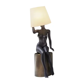 Xl Umenie Poschodí Lampa Villa High-Grade Light Luxusné Humanoidný Socha, Dekorácie, Ozdoby