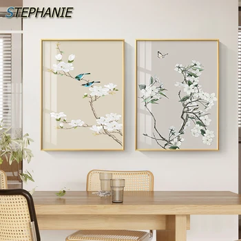 Čínske Slivkové Kvety Vták Plátno Umeleckých Obrazov Na Stenu Japonskej, Kórejskej Borovice Lotus Plagát, Tlač Obývacej Izby, Spálne Dekorácie