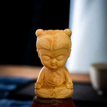 Nezha Meditácie 7 cm Taoizmu Zen Cartoon Tretej Lotus Princ Masívneho Dreva Čínsky Krušpán Socha