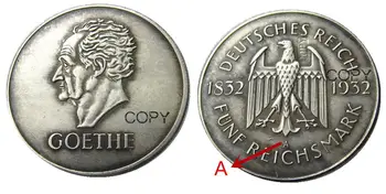 NEMECKO 1932-5 Reichsmark Strieborné Pozlátené Kópiu mince