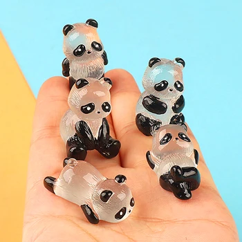 5 ks/Set Živice Svetelný Panda Krajiny Figúrky Micro Mini Miniatúrne DIY Ornament Tmavé Roztomilý Home Office Stôl Dekorácie