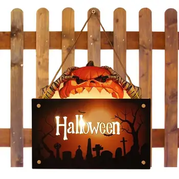 Halloween Dvere Dekorácie Šťastný Halloween Dvere Podpísať S Led Svetlom Opakovane Halloween Wall Prihláste Sa Tekvica Múmiový Ghost Dovolenku