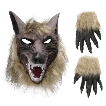 Vlkolak Rukavice Halloween Horror Strašidelné Masky pre Dospelých Halloween Kostým Príslušenstva Wolf a Pazúr Rukavice Vlk Hlavu