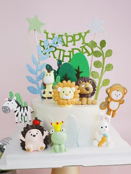 Nové Lesné Zviera Cake Decoration Tropickej Džungli Safari Lev, Žirafa, Slon Opice Tortu Vňaťou Prvé Narodeniny Party Roztomilý Darček