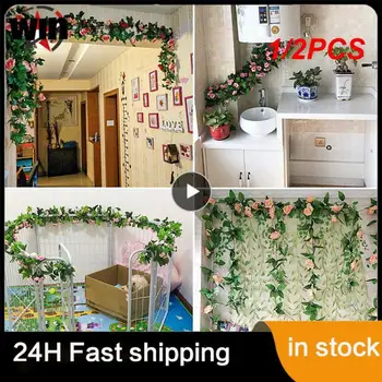 1/2KS Rose Umelé Kvety, Vianočné Girlandy na Svadbu Domov Miestnosti Dekorácie Jar Jeseň Záhrada Arch DIY Falošné Rastlín Viniča