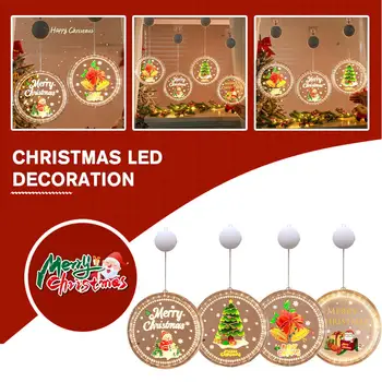 1pcs Vianočné LED prísavky Dekorácie Svetlá Bulík Okno, Lampu Prívesok Závesné Dekorácie Veselé Lampa Visí Vianočné Y6F0