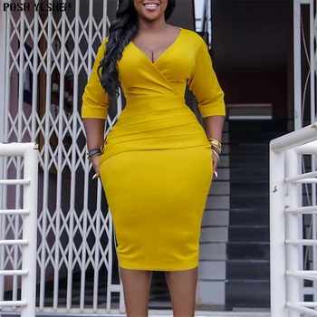 Sexy V-krku Záhyby Letné Šaty Africkej Ženy 2023 Plus Veľkosť Formálne Príležitosti Midi Šaty Večerné Party Župan Longue Femme Oblečenie