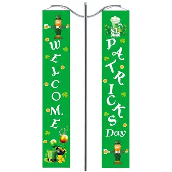 St Patricks Day Dekor St. Patrick ' s Day Outdoor Banner Dekorácie Írsky Šťastie Deň Svätého Patrika Prihlásiť Visí Vlajka Pre Dvere