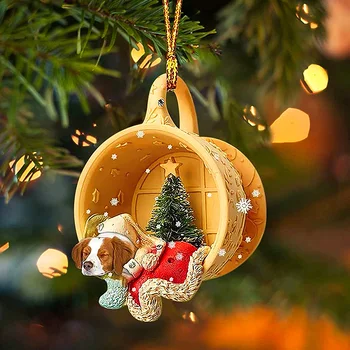 1Pc Slávnostné Roztomilý Pes Visí Ozdoby Cartoon Prívesok Auto Taška Keychain Prívesok Nový Vianočný Strom Roka Darček