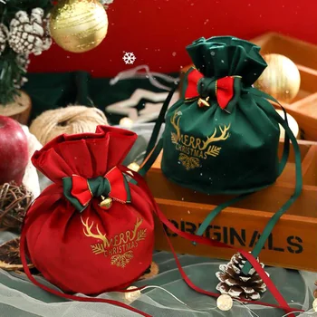 1Pc Vianočné Šnúrkou Taška Velvet Vianočný Darček Taška Party Dekorácie Candy Box Kreatívne Hobby Candy Tašky Na Vianoce