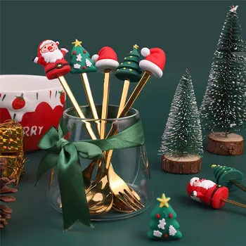 Vianočné Bábika Lyžice Vidlica Nový Rok 2024 Vianočné Dekorácie pre Domov Vianočný Strom Darček Natal Noel Navidad 2023 Prívesok Deti Darčeky
