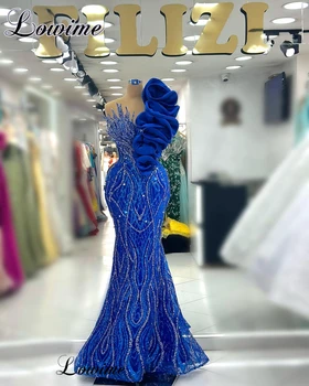 Kráľovská Modrá Korálkové Prom Šaty Pre Ženy 2023 Morská Víla Bez Rukávov Svadobné Party Šaty Celebrít Šaty Vestidos De Cóctel
