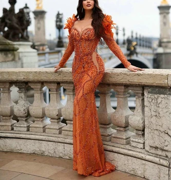 Luxusné Prom Šaty Flitrami Crystal Morská Víla Večerné Šaty Perie Zákazku Koktejlové Šaty Vestidos De Noche