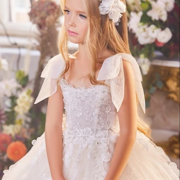 Kvetina Dievča Šaty 2023 Čipky Elegantné Dievča Princezná Pre Svadobné Party Prvé Sväté Prijímanie GownsFlower Dievča