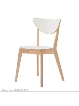 Jedálenské stoličky domov Nordic moderného masívneho dreva stolička, operadlo biely make-up stoličky