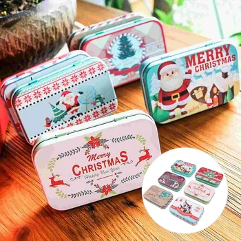 6 Ks Kovov Môže Veko Plech Krabica Vianočné Dodanie Darček Železa Candy Jar Skladovanie Organizátor