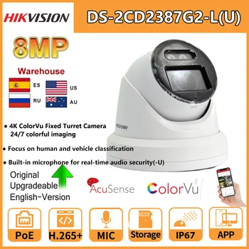 Hikvision 8MP IP Kamera 4K 24/7 Farebné Obrázkové DS-2CD2387G2-LU ColorVu AcuSense Vstavaný MIKROFÓN IP67 Bezpečnostný Dohľad Vonkajšie