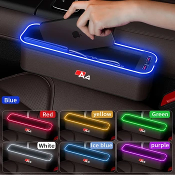Gm autosedačky Úložný Box s Atmosféru Svetlo Pre Audi A4 autosedačky Čistenie Organizátor Sídlo USB Nabíjanie Auto Príslušenstvo