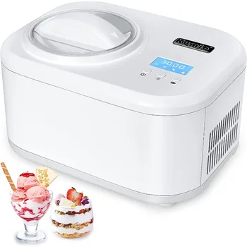 KUMIO 1 Litrovú Automatické Ice Cream Maker s Kompresor, Nie Pre mrazenie, 4 Režimy Jogurt Stroj s LCD Displejom a Časovač