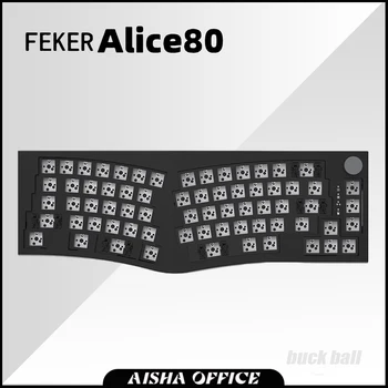 FEKER Alice80 Bezdrôtový Mechanické Klávesnice Súpravy Multifunkčný Gombík Tri Režim Herné Klávesnice RGB Pc Gamer Notebook Office pre Mac