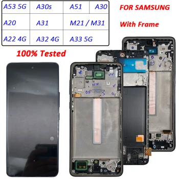 Testované LCD Displej Dotykovej Obrazovky Montáž Pre Samsung Galaxy A51 A30S A31 A20 A30 M21 M31 A22 A32 4G A53 A33 A53 5G S Rámom