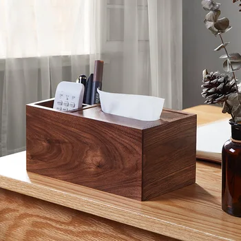 Orech masívneho dreva papier, uterák box domácnosti ploche papiera box konferenčný stolík svetlo luxusné úložný box multi-funkčné