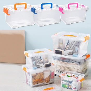 1PC Hračky Oblečenie Organizácie S Rukoväť Drobnosti vyriešiť Plastový Box Priehľadný Domov Organizátor Kontajner Medicíny Boxy